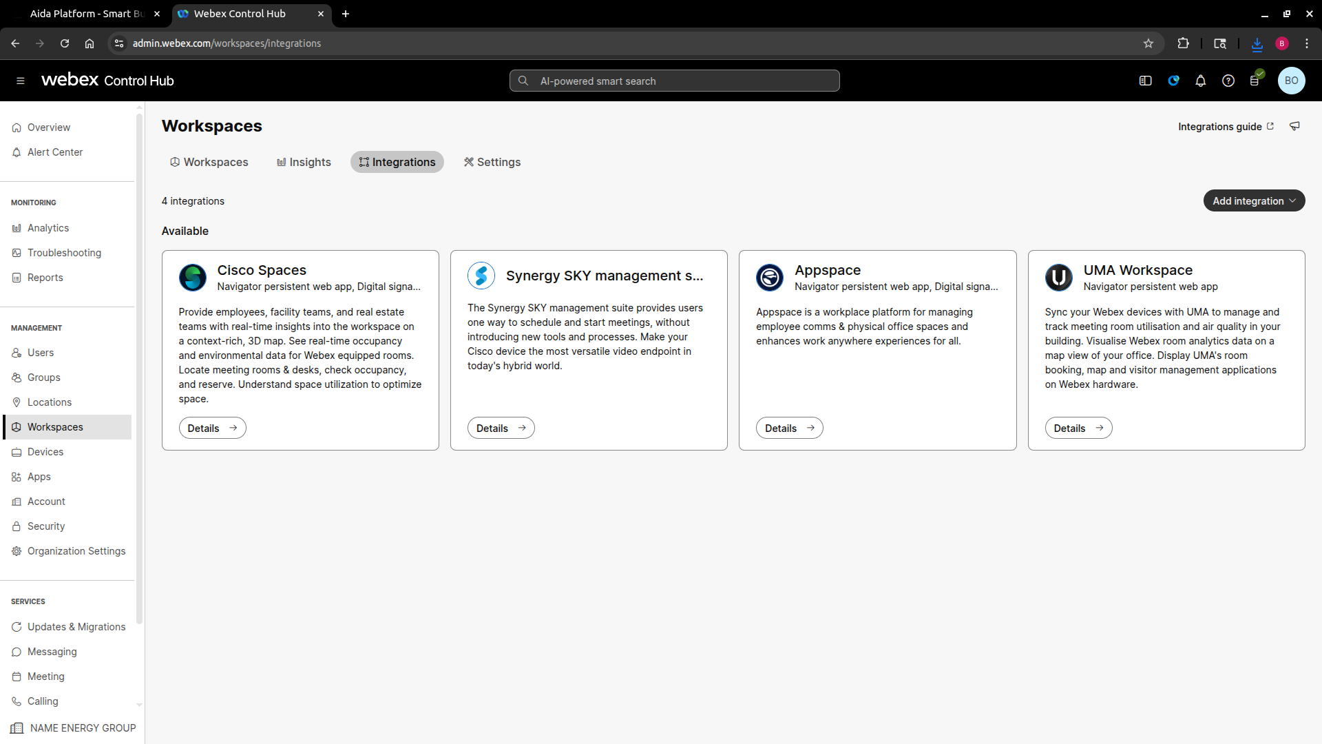 Webex Control Hub Login