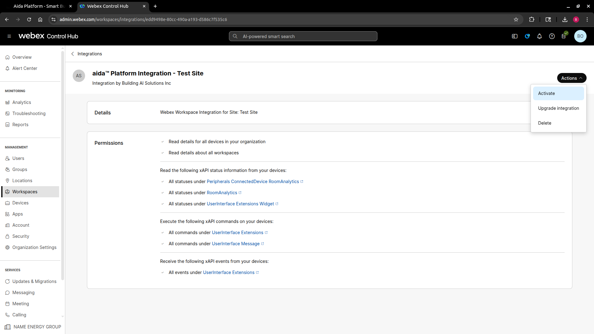 Activate Integration